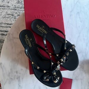 Valentino Black Thong Sandals